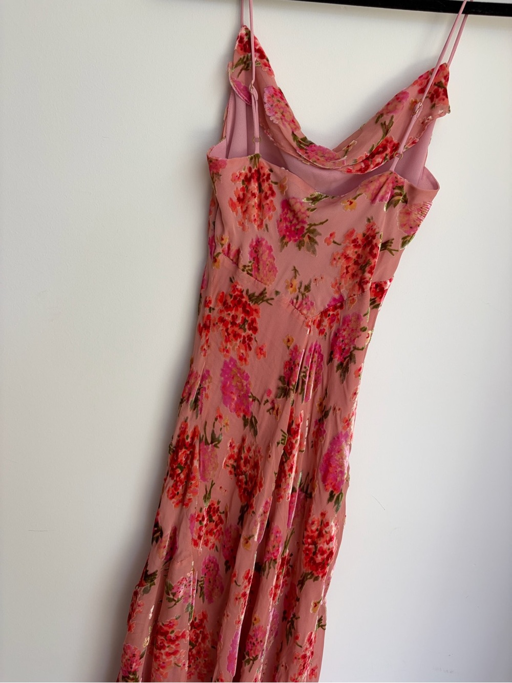 Rare Vintage Betsey Johnson Pink Floral Burnout Velvet Bias Slip Midi Dress - Picture 5 of 7